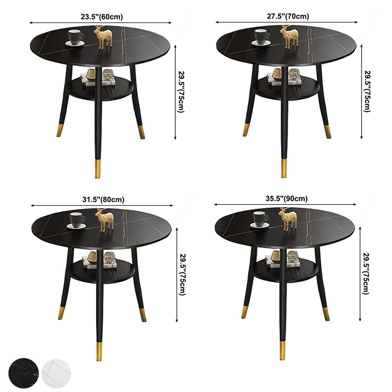 Traditioneller Luxusstil Sintered Stone Esstisch rund 3 Beine Tisch