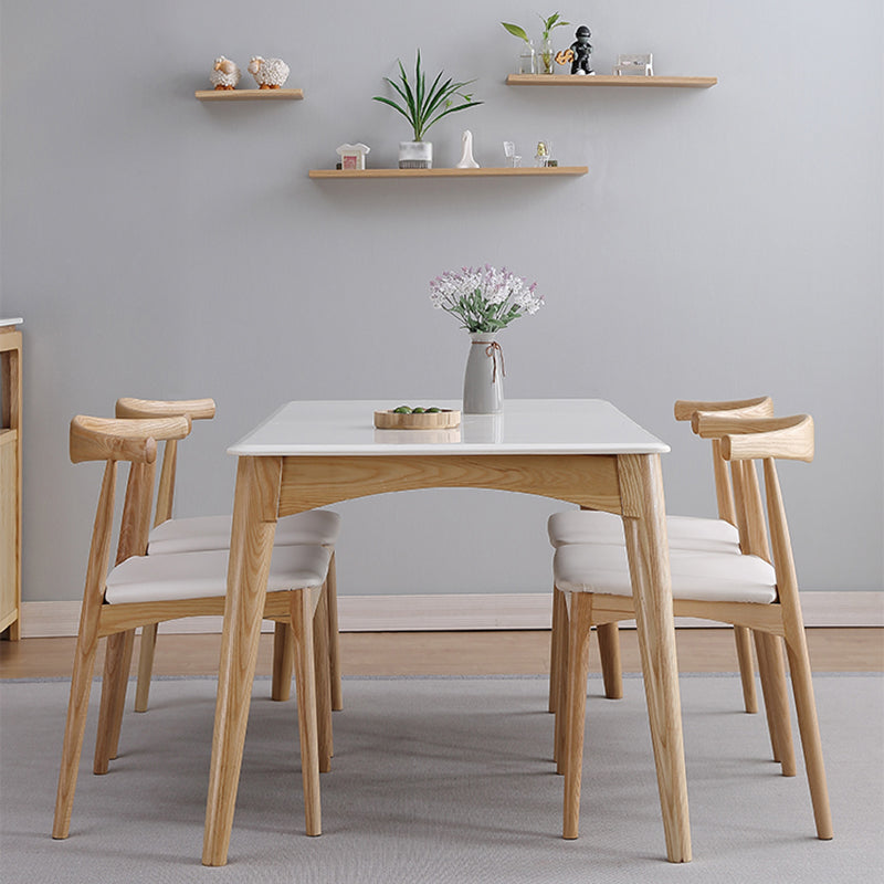 Simple Style Marble Dining Table 4 Legs Base Rectangle Table for Kitchen