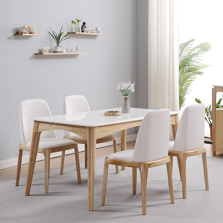 Simple Style Marble Dining Table 4 Legs Base Rectangle Table for Kitchen