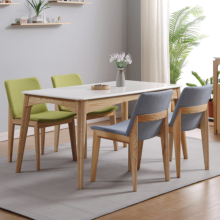 Simple Style Marble Dining Table 4 Legs Base Rectangle Table for Kitchen