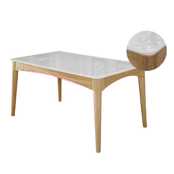 Simple Style Marble Dining Table 4 Legs Base Rectangle Table for Kitchen