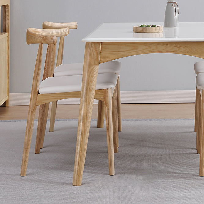 Simple Style Marble Dining Table 4 Legs Base Rectangle Table for Kitchen