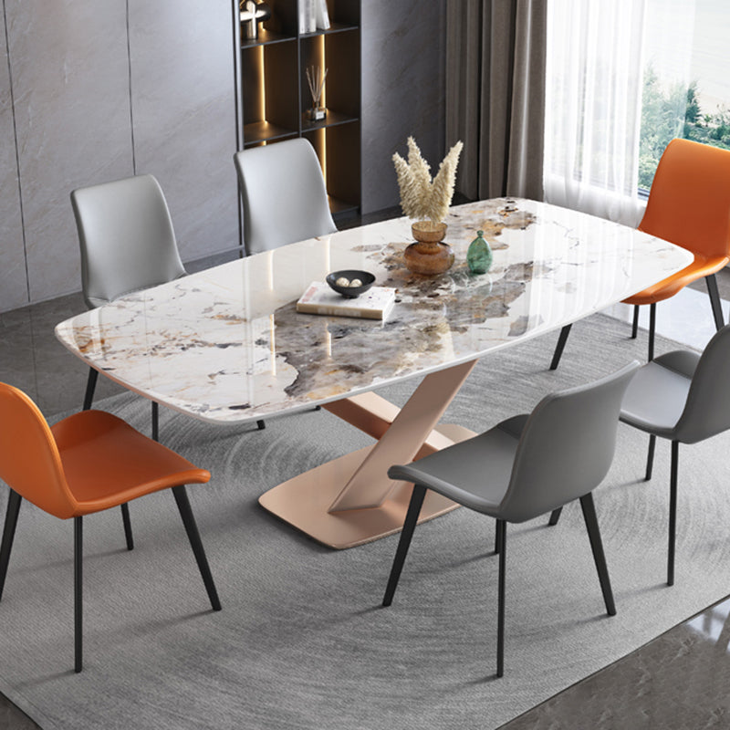 Rechthoekige luxe eettafel Vierkleurige vaste tafel met gesinterde steen