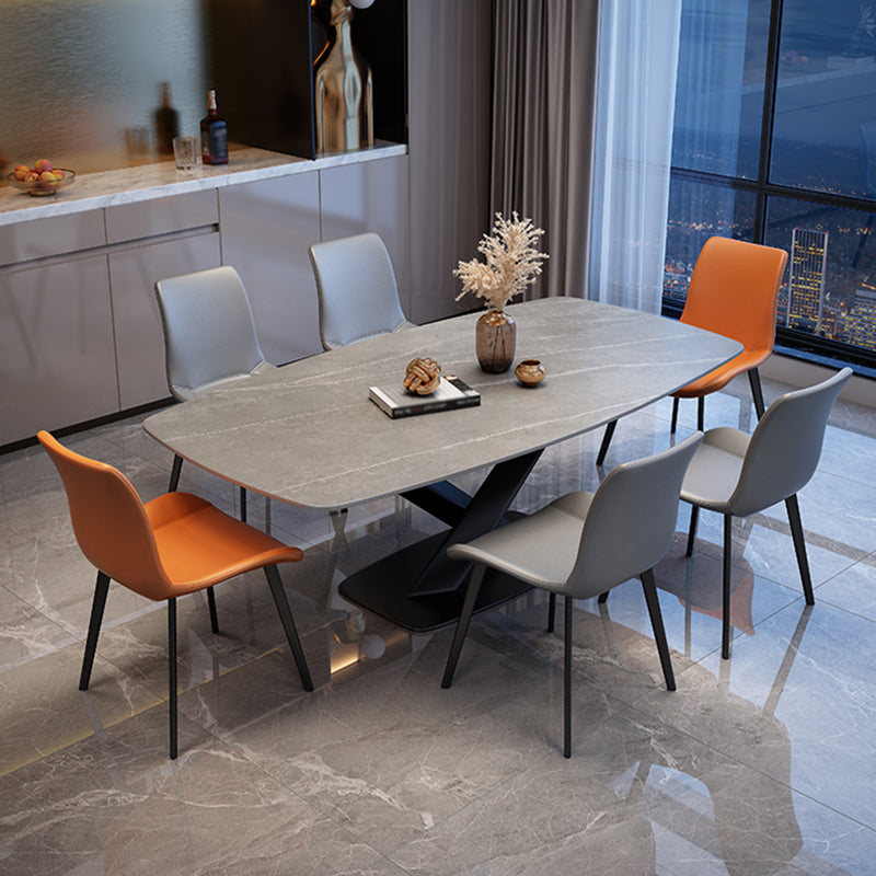 Rechthoekige luxe eettafel Vierkleurige vaste tafel met gesinterde steen