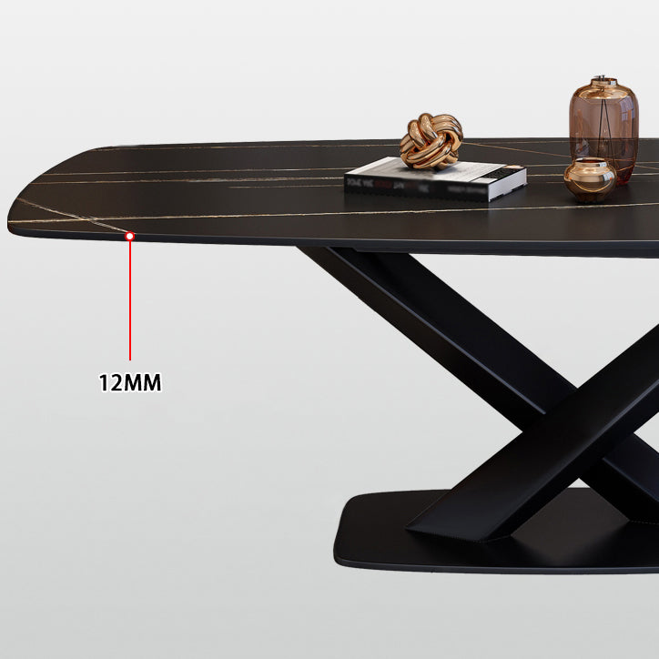 Rechthoekige luxe eettafel Vierkleurige vaste tafel met gesinterde steen
