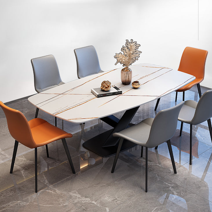 Rechthoekige luxe eettafel Vierkleurige vaste tafel met gesinterde steen