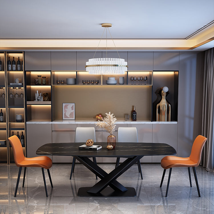 Rechthoekige luxe eettafel Vierkleurige vaste tafel met gesinterde steen