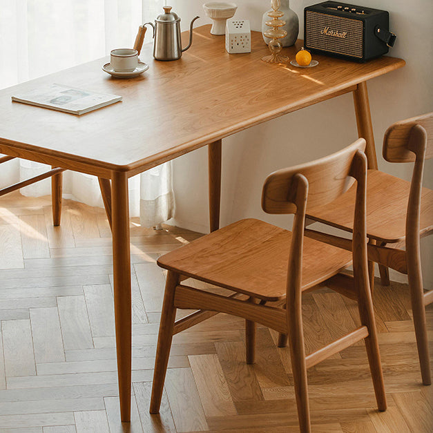 Mesa de comedor de madera maciza rectángulo Mesa interior de cocina moderna con 4 patas