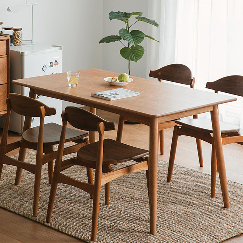 Mesa de comedor de madera maciza rectángulo Mesa interior de cocina moderna con 4 patas