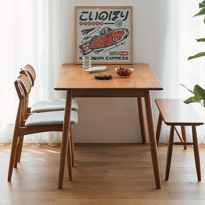 Mesa de comedor de madera maciza rectángulo Mesa interior de cocina moderna con 4 patas