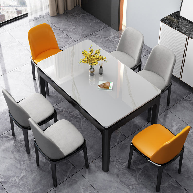 Tavolo da pranzo in pietra sinterizzato in stile contemporaneo 4 gambe tavolo rettangolo di base in legno per casa