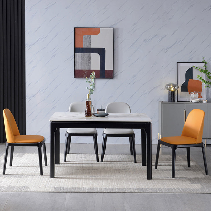 Tavolo da pranzo in pietra sinterizzato in stile contemporaneo 4 gambe tavolo rettangolo di base in legno per casa