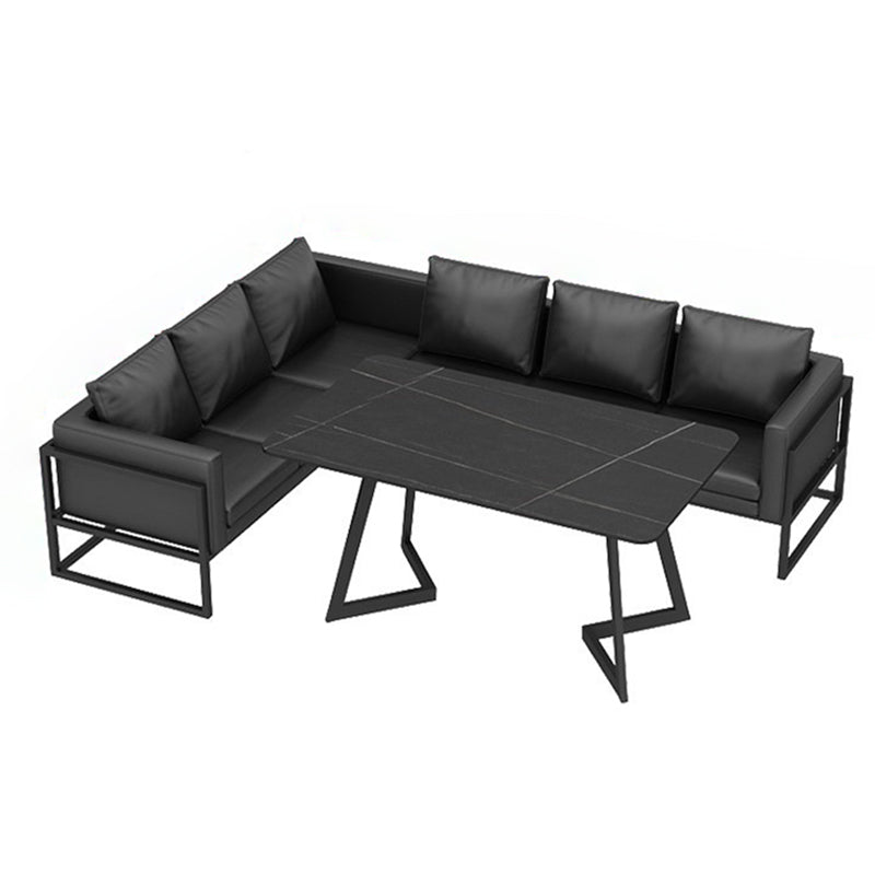 Metal Industrial Rectangle Indoor Table Sintered Stone Table for Kitchen and Dining Room