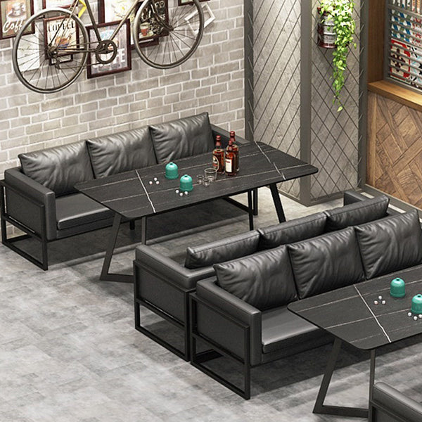 Metal Industrial Rectangle Indoor Table Sintered Stone Table for Kitchen and Dining Room