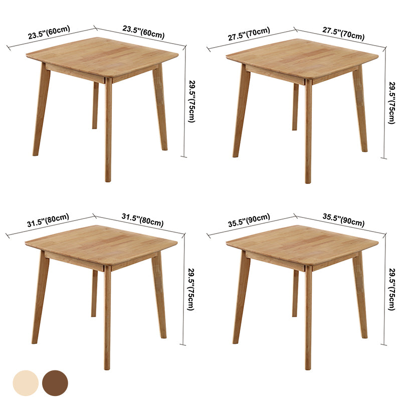 Square 4 Legs Industrial Dining Table Wood Color Fixed Table of Solid Wood