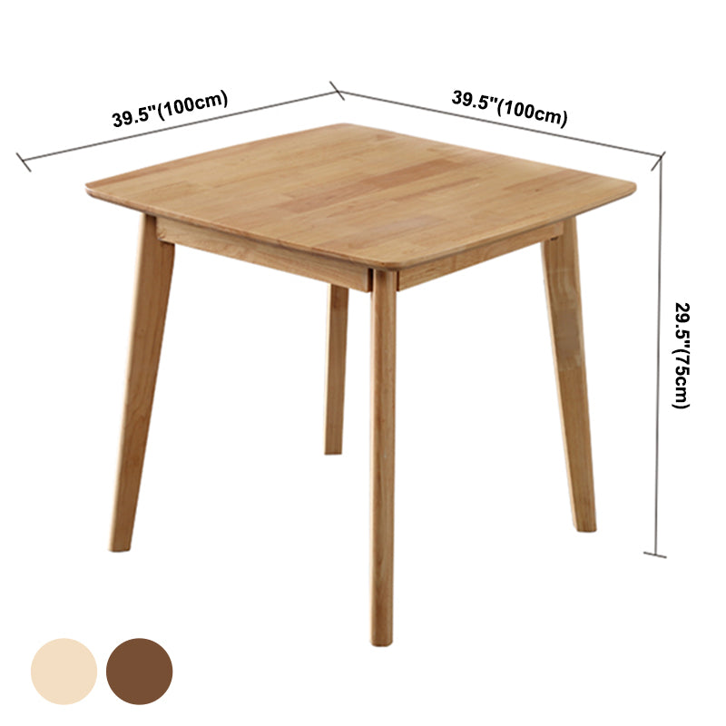 Square 4 Legs Industrial Dining Table Wood Color Fixed Table of Solid Wood