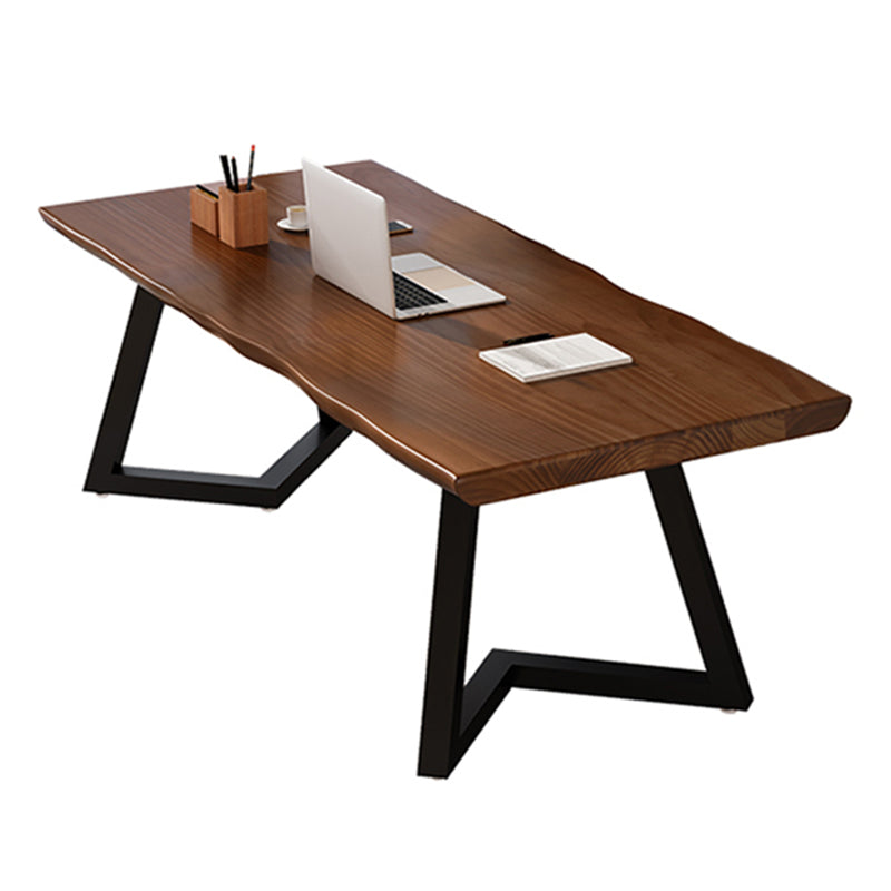 Mesa de comedor industrial de doble pedestal de rectángulo Mesa de madera de madera sólida