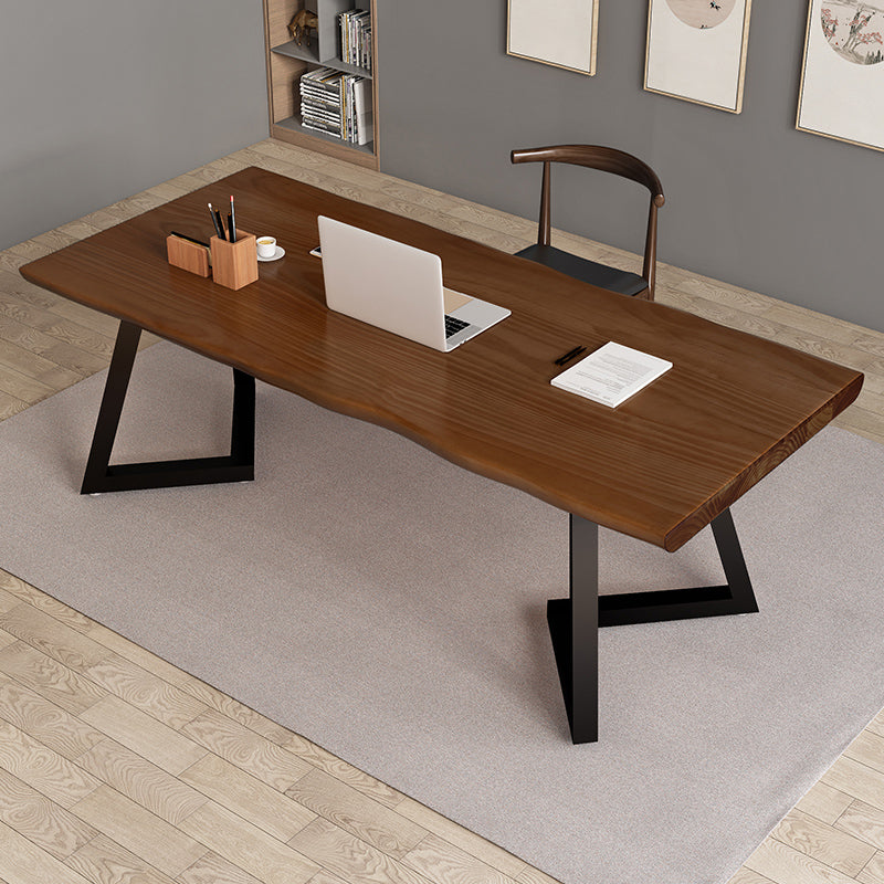 Mesa de comedor industrial de doble pedestal de rectángulo Mesa de madera de madera sólida