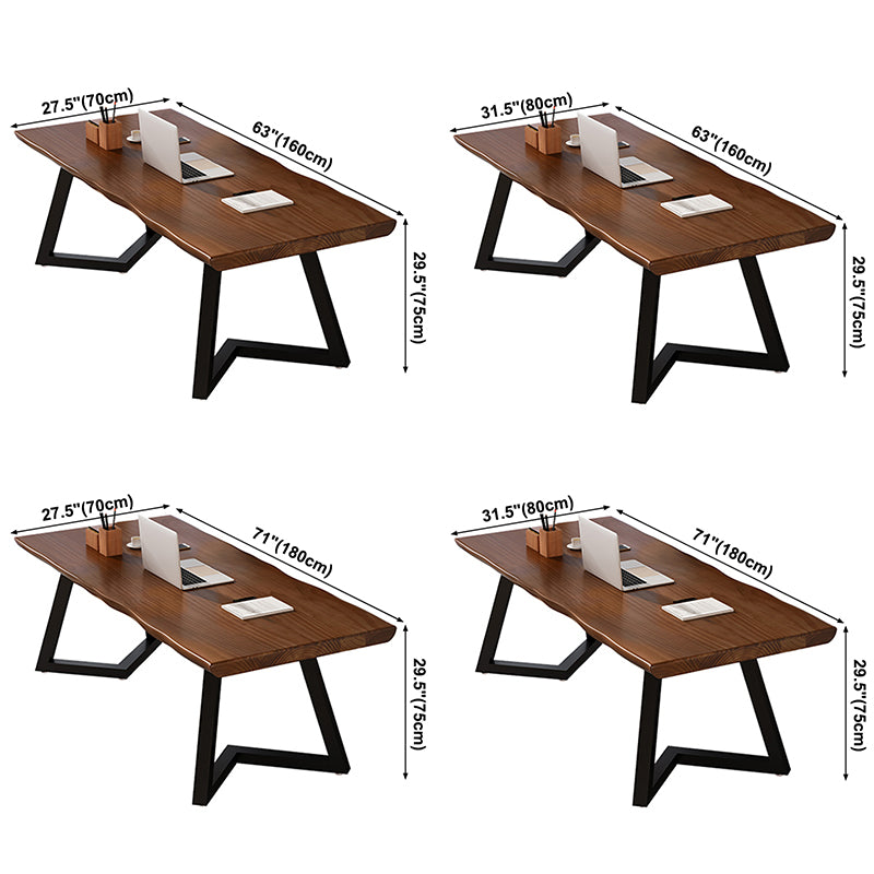 Mesa de comedor industrial de doble pedestal de rectángulo Mesa de madera de madera sólida