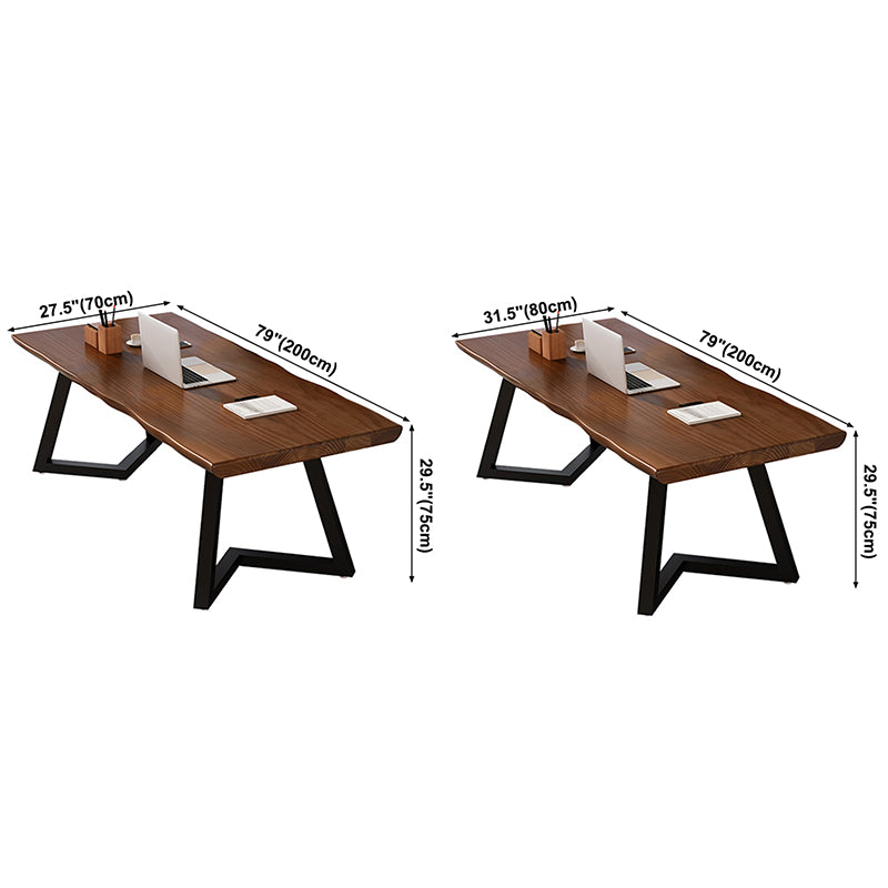 Mesa de comedor industrial de doble pedestal de rectángulo Mesa de madera de madera sólida