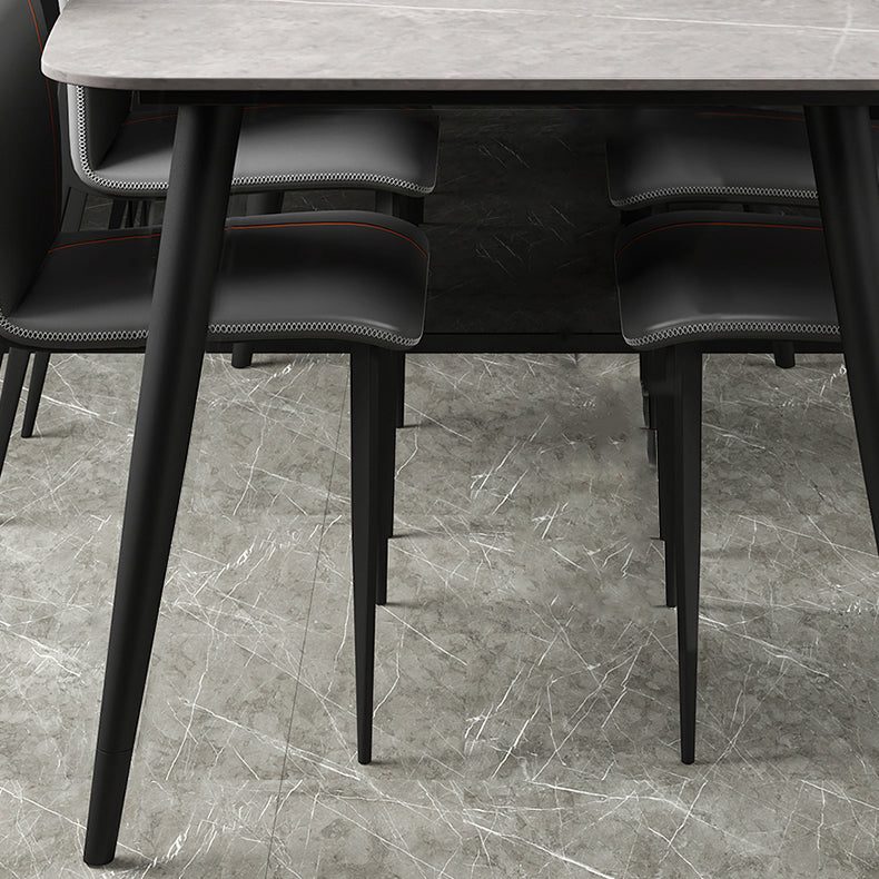Simplicity Style Sintered Stone Dining Table 4 Legs Carbon Steel Base Rectangle Table for Home