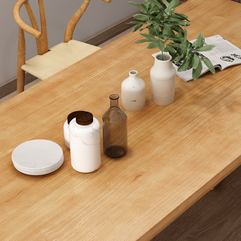 Eenvoudige keuken rechthoek eettafel massief hout kaki eettafel met dubbele voetstukbases