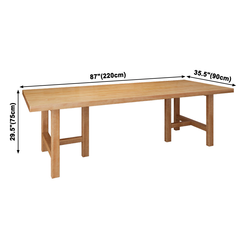 Eenvoudige keuken rechthoek eettafel massief hout kaki eettafel met dubbele voetstukbases