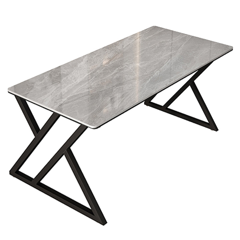 Rectangle Four-Color Dining Table Sintered Stone Table Modern with Double Pedestal