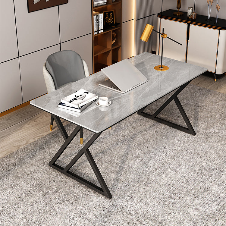 Rectangle Four-Color Dining Table Sintered Stone Table Modern with Double Pedestal