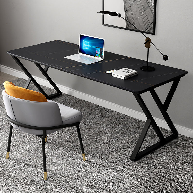 Rechthoek gesinterde stenen tweekleurige eettafel eenvoud dubbele voetstuktafel voor eetkamer