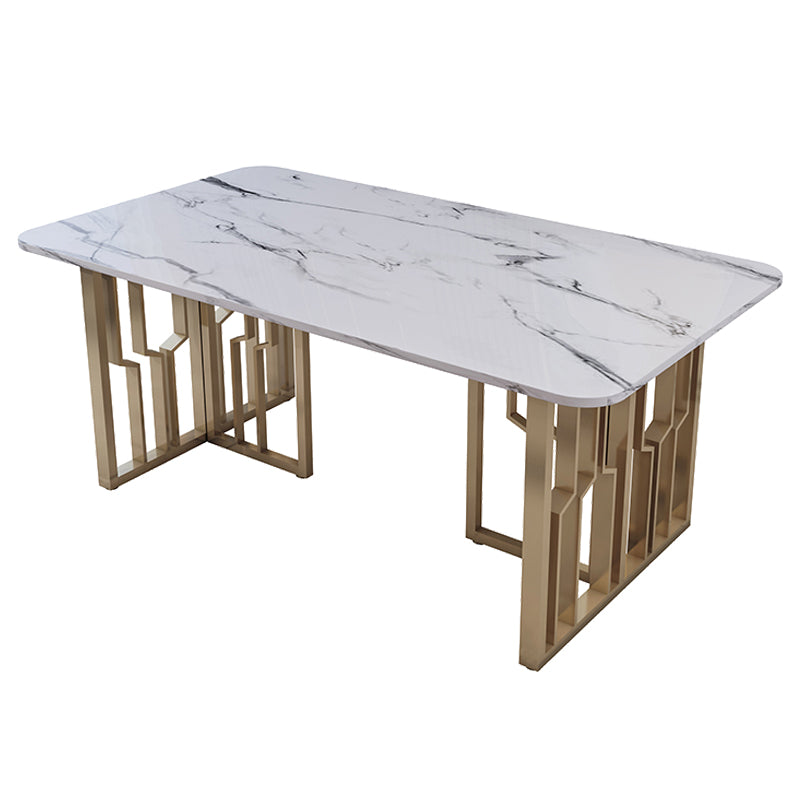 Metal Traditional Luxury Rectangle Table Sintered Stone Table for Kitchen