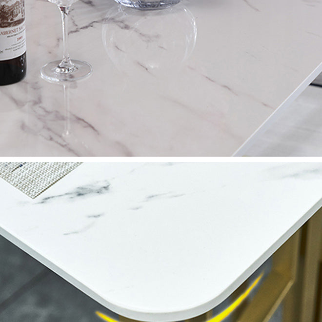 Metal Traditional Luxury Rectangle Table Sintered Stone Table for Kitchen