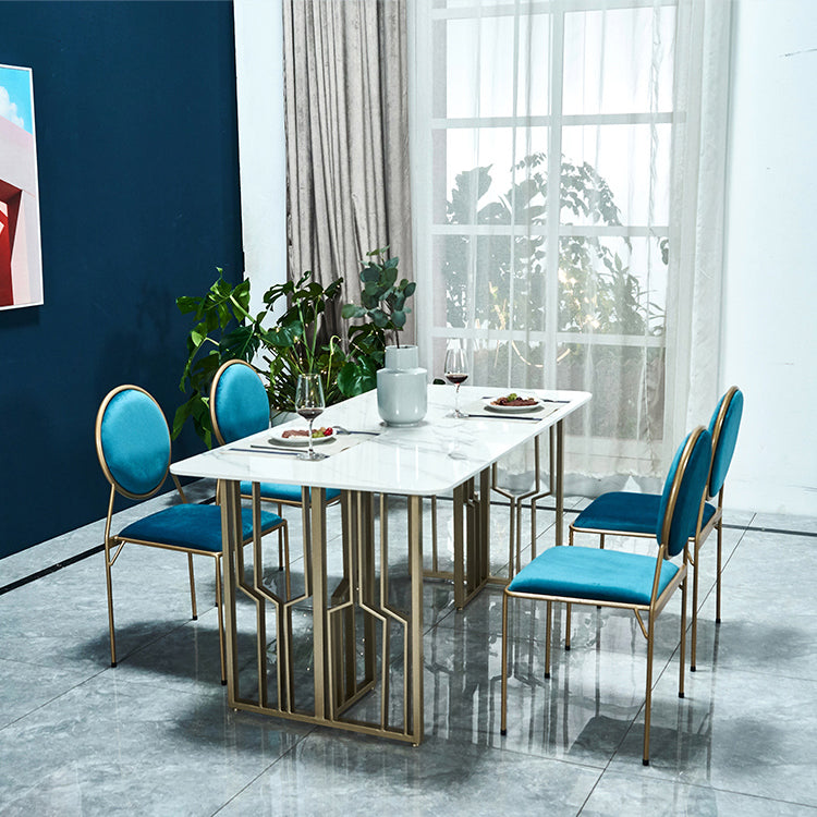 Metal Traditional Luxury Rectangle Table Sintered Stone Table for Kitchen