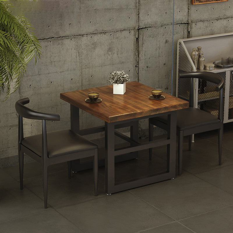 Mesa de comedor de madera sólida industrial mesa de comedor de base de caballete para el hogar