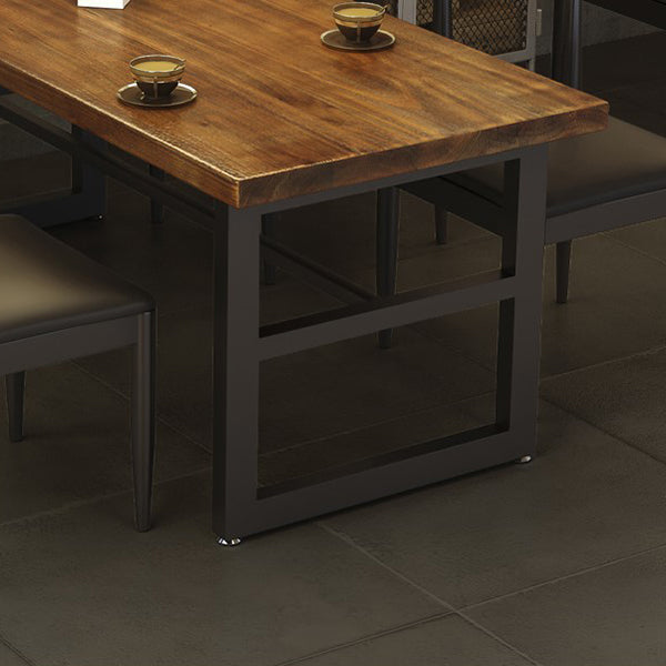 Mesa de comedor de madera sólida industrial mesa de comedor de base de caballete para el hogar