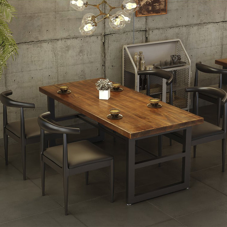 Mesa de comedor de madera sólida industrial mesa de comedor de base de caballete para el hogar