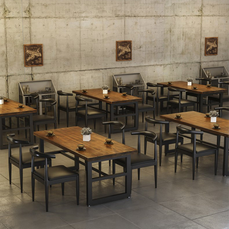 Mesa de comedor de madera sólida industrial mesa de comedor de base de caballete para el hogar