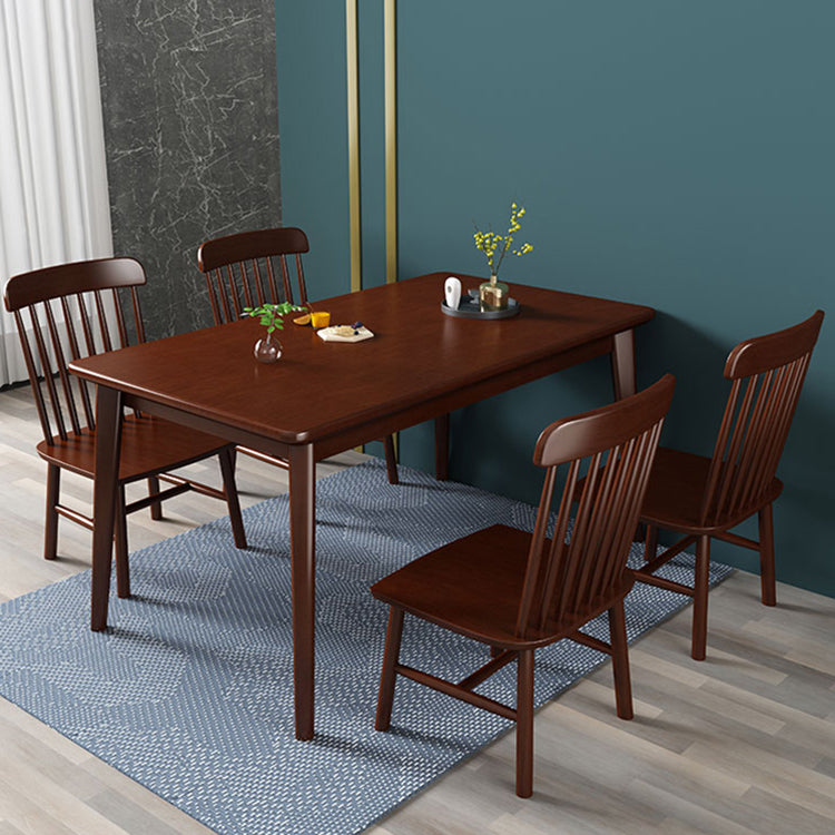 Eigentijdse massieve houten rechthoekige vorm eettafel standaard eettafel met 4 potenbasis
