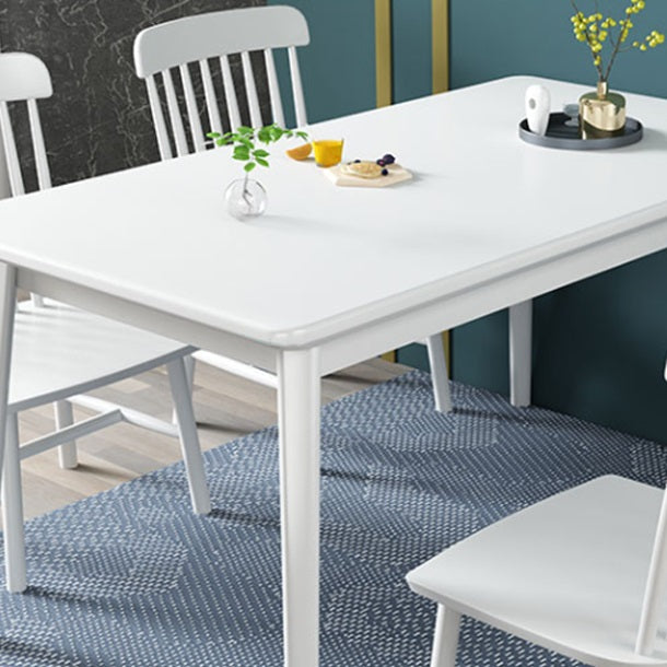 Eigentijdse massieve houten rechthoekige vorm eettafel standaard eettafel met 4 potenbasis