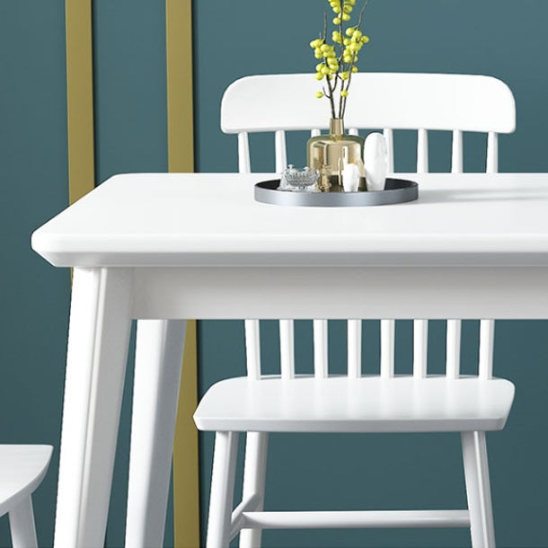 Eigentijdse massieve houten rechthoekige vorm eettafel standaard eettafel met 4 potenbasis