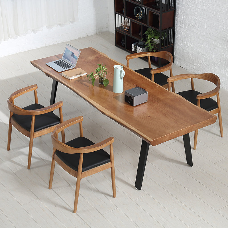 Forme rectangle 4 jambes table à manger industrielle Couleur en bois Tableau fixe de bois massif