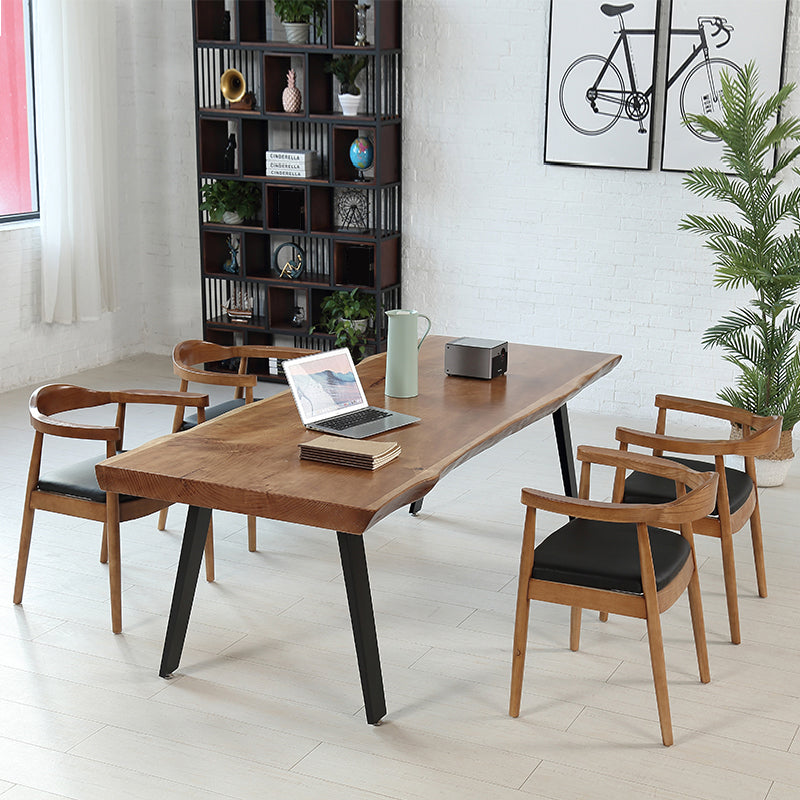 Forme rectangle 4 jambes table à manger industrielle Couleur en bois Tableau fixe de bois massif
