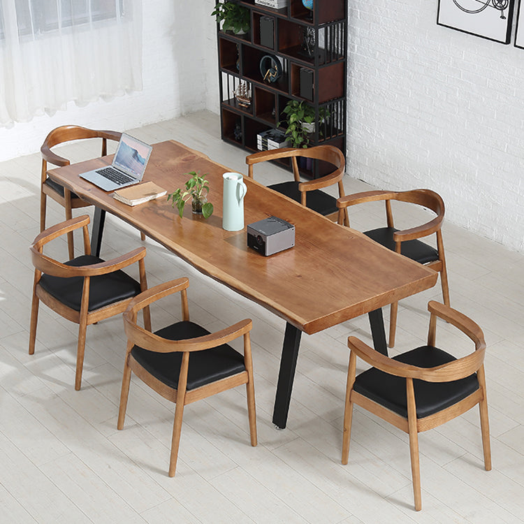 Forme rectangle 4 jambes table à manger industrielle Couleur en bois Tableau fixe de bois massif
