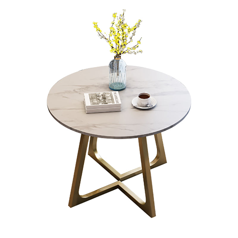 Traditioneller luxuriöser runder Esszimmer Tisch Sintered Steintisch mit doppelter Sockel
