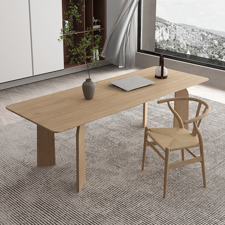 Simple Kitchen Standard Dining Table Solid Wood Khaki Dining Table with 4 Legs Base