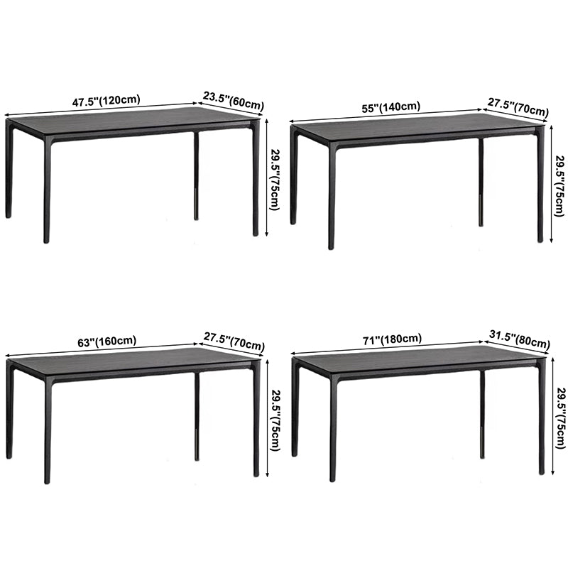 Industrial Black Solid Wood Dining Table Rectangle Shape Dining Table for Kitchen