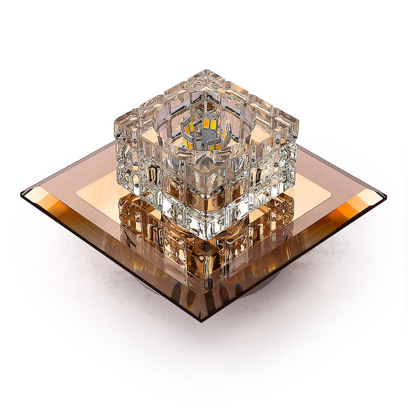 Contemporary Geometric Flush Mount Light Crystal Ceiling Light with Hole 3'' Dia