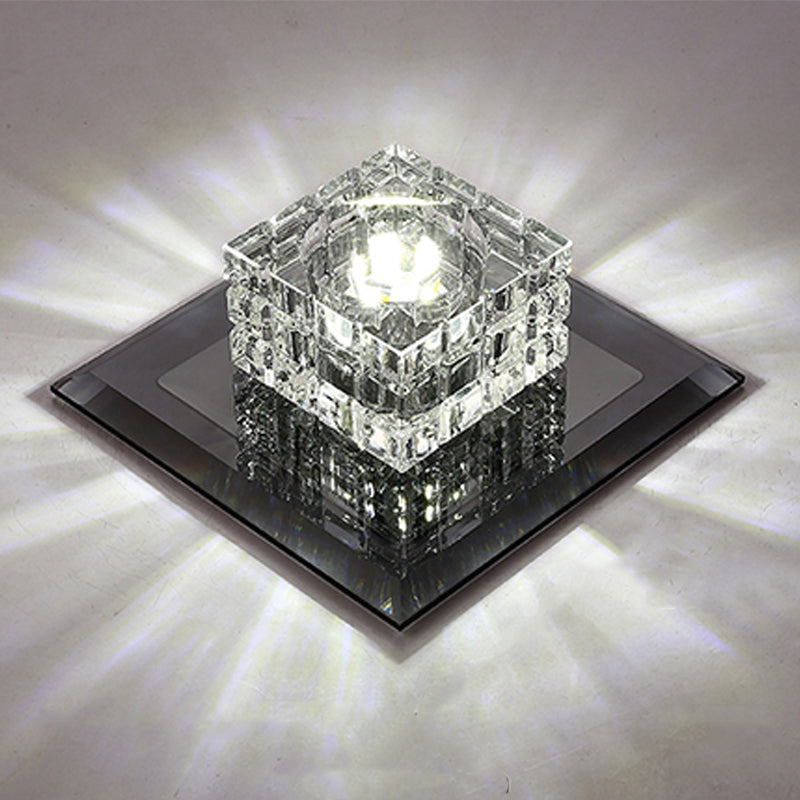 Contemporary Geometric Flush Mount Light Crystal Ceiling Light with Hole 3'' Dia