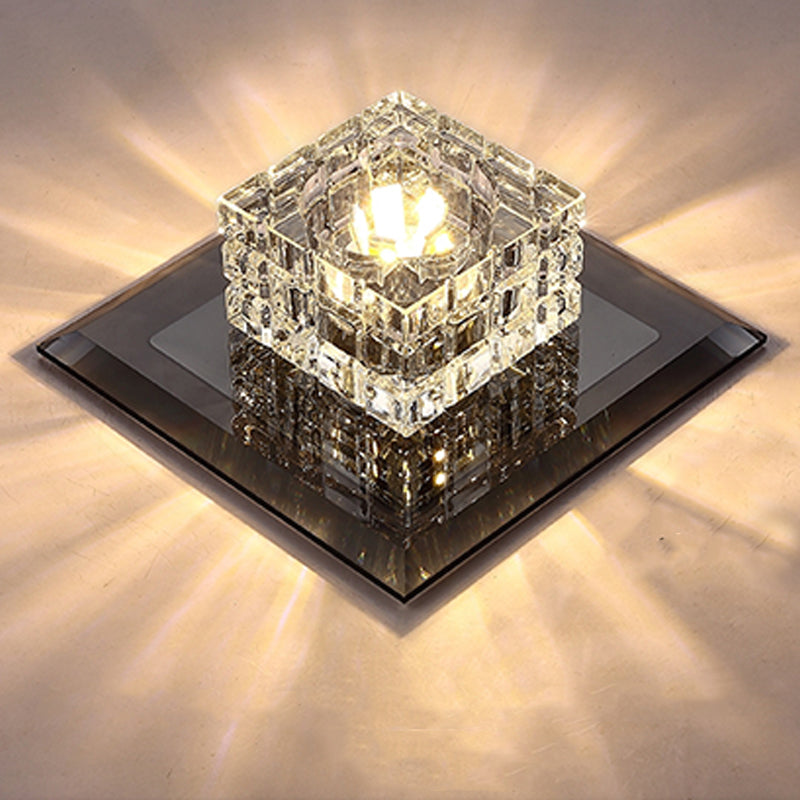 Zeitgenössische geometrische Deckenleuchte aus Kristallglas mit Loch 3'' Durchmesser