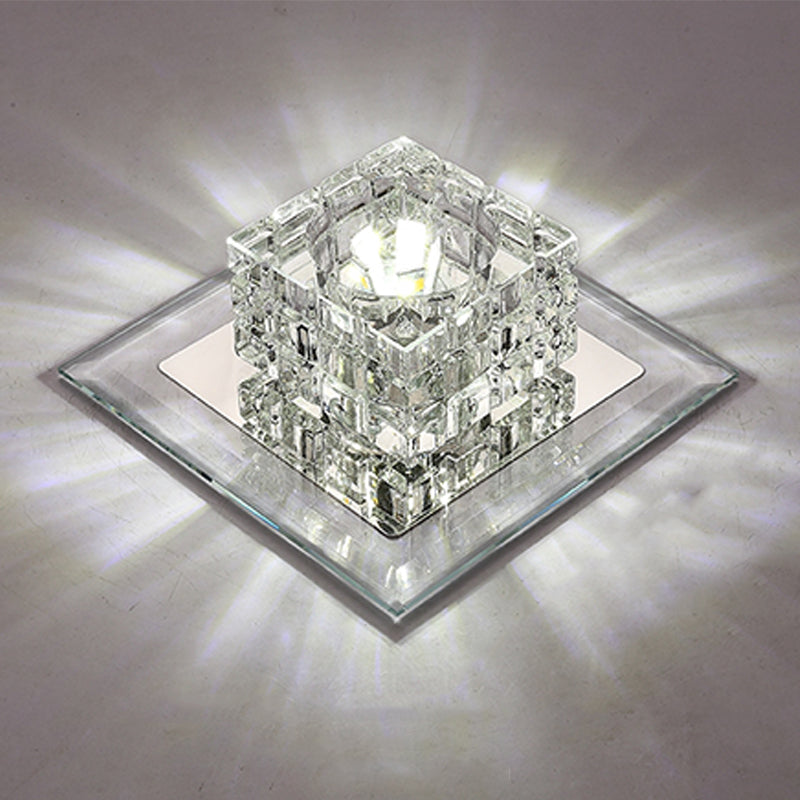 Contemporary Geometric Flush Mount Light Crystal Ceiling Light with Hole 3'' Dia